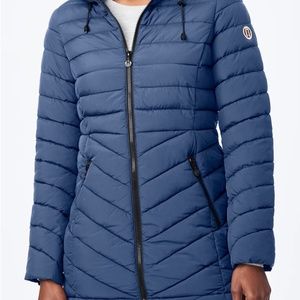 Bernado Packable EcoPlume™ Hooded Walker Coat - Women's X-Large - Soft Blue